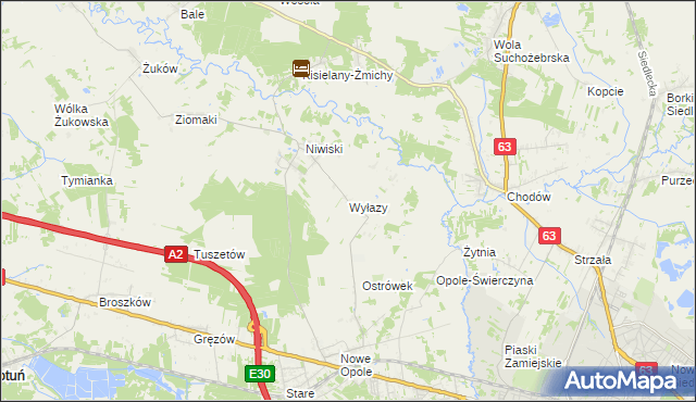 mapa Wyłazy, Wyłazy na mapie Targeo