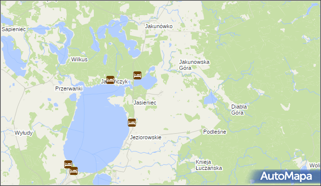 mapa Żabinka gmina Kruklanki, Żabinka gmina Kruklanki na mapie Targeo