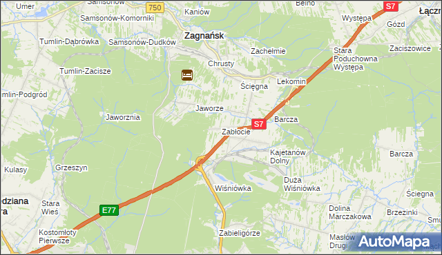 mapa Zabłocie gmina Zagnańsk, Zabłocie gmina Zagnańsk na mapie Targeo