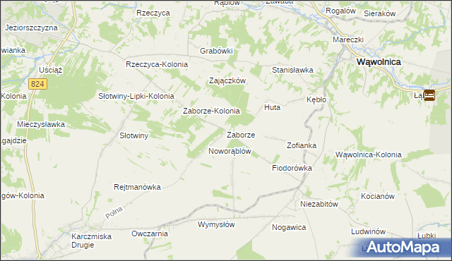 mapa Zaborze gmina Karczmiska, Zaborze gmina Karczmiska na mapie Targeo