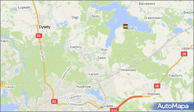 mapa Zalbki, Zalbki na mapie Targeo