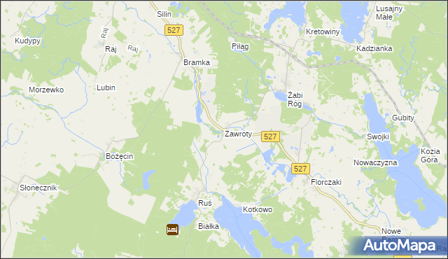 mapa Zawroty, Zawroty na mapie Targeo