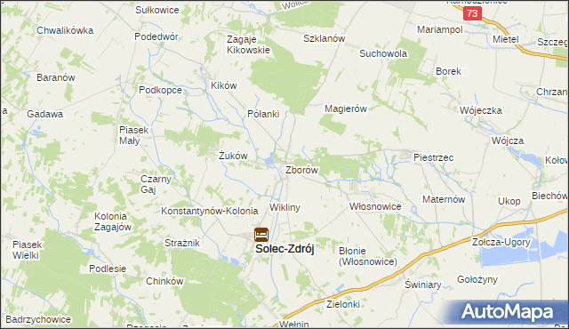 mapa Zborów gmina Solec-Zdrój, Zborów gmina Solec-Zdrój na mapie Targeo