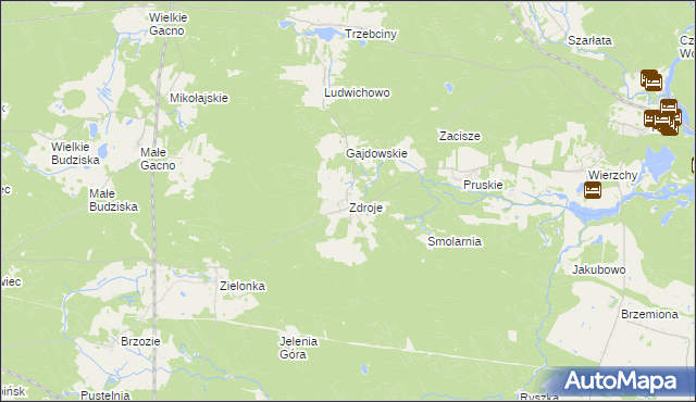 mapa Zdroje gmina Cekcyn, Zdroje gmina Cekcyn na mapie Targeo