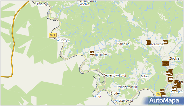 mapa Żegiestów, Żegiestów na mapie Targeo