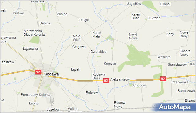 mapa Zieleniec gmina Chodów, Zieleniec gmina Chodów na mapie Targeo