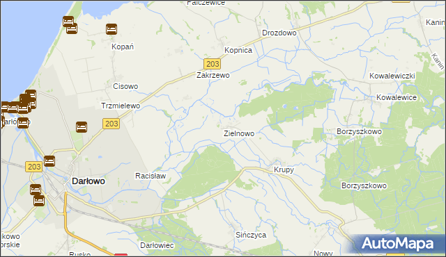 mapa Zielnowo gmina Darłowo, Zielnowo gmina Darłowo na mapie Targeo