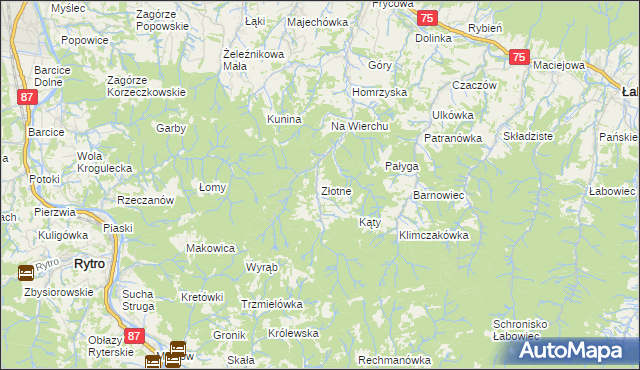 mapa Złotne, Złotne na mapie Targeo
