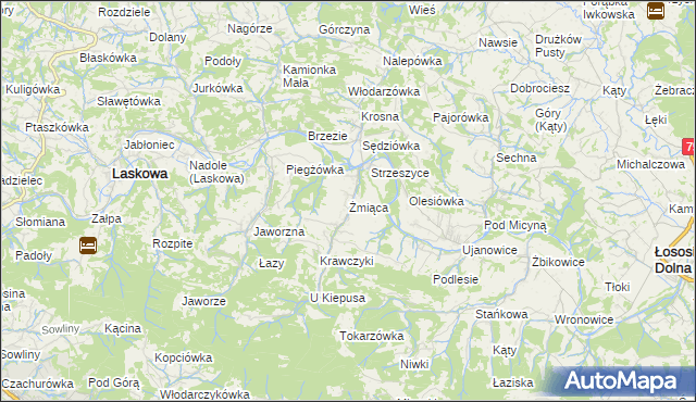 mapa Żmiąca, Żmiąca na mapie Targeo