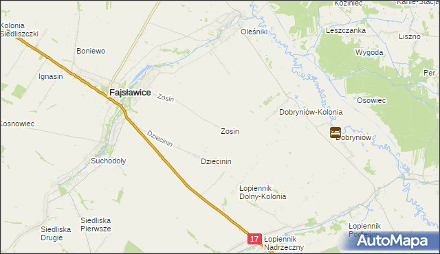 mapa Zosin gmina Fajsławice, Zosin gmina Fajsławice na mapie Targeo