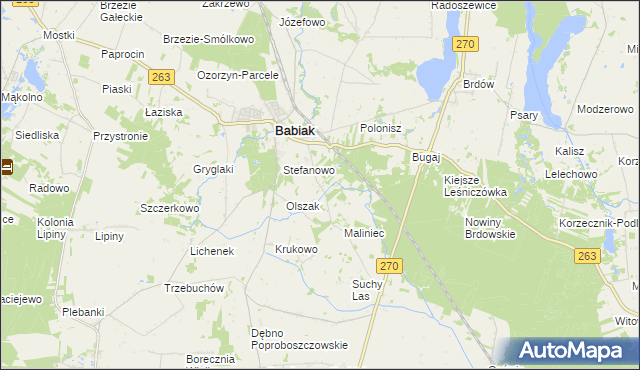 mapa Żurawieniec gmina Babiak, Żurawieniec gmina Babiak na mapie Targeo