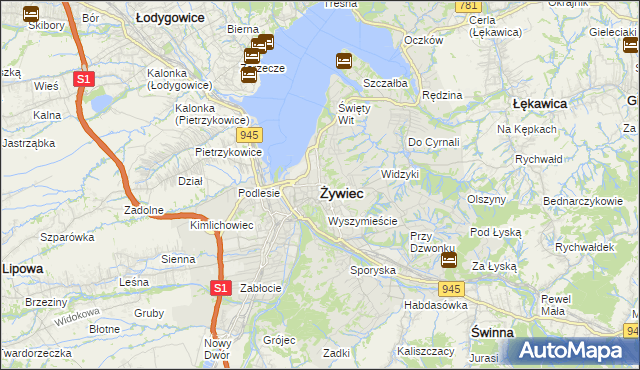 mapa Żywiec, Żywiec na mapie Targeo