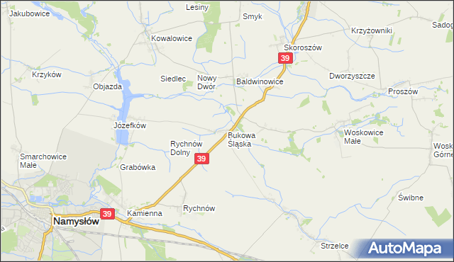 mapa Bukowa Śląska, Bukowa Śląska na mapie Targeo