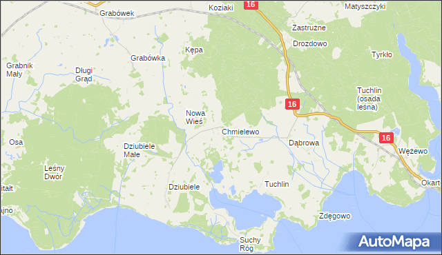 mapa Chmielewo gmina Orzysz, Chmielewo gmina Orzysz na mapie Targeo