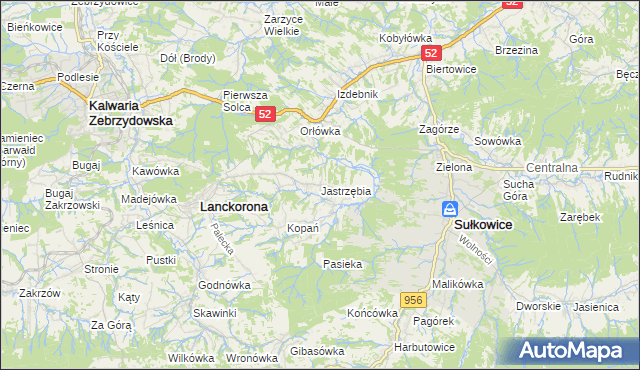 mapa Jastrzębia gmina Lanckorona, Jastrzębia gmina Lanckorona na mapie Targeo