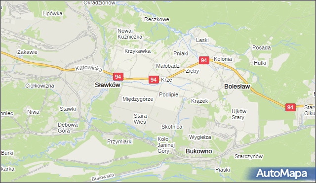 mapa Podlipie gmina Bolesław, Podlipie gmina Bolesław na mapie Targeo