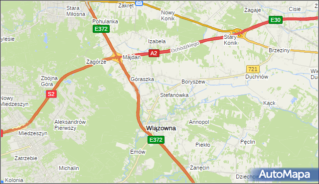 mapa Stefanówka gmina Wiązowna, Stefanówka gmina Wiązowna na mapie Targeo