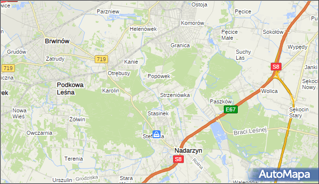 mapa Strzeniówka, Strzeniówka na mapie Targeo