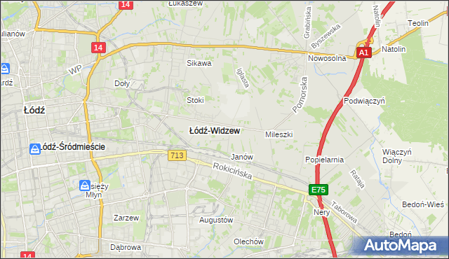 mapa Widzew, Widzew na mapie Targeo