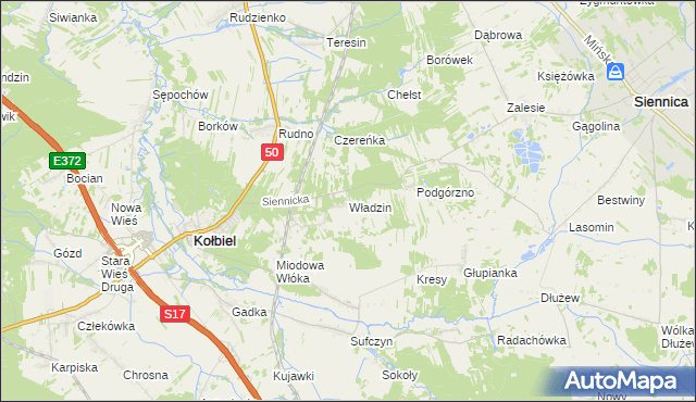 mapa Władzin, Władzin na mapie Targeo