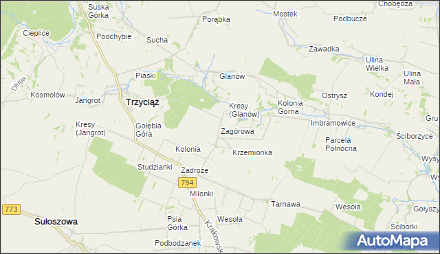 mapa Zagórowa, Zagórowa na mapie Targeo