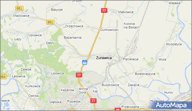 mapa Żurawica powiat przemyski, Żurawica powiat przemyski na mapie Targeo
