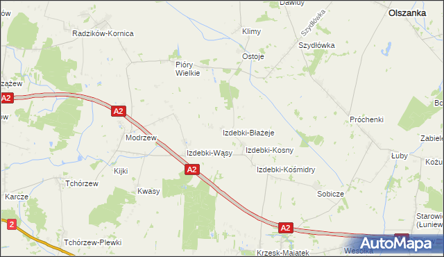 mapa Izdebki-Błażeje, Izdebki-Błażeje na mapie Targeo