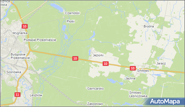 mapa Jeziorki gmina Kaczory, Jeziorki gmina Kaczory na mapie Targeo