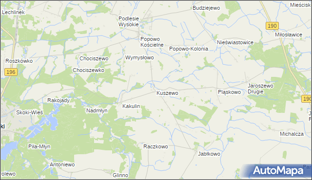 mapa Kuszewo gmina Skoki, Kuszewo gmina Skoki na mapie Targeo