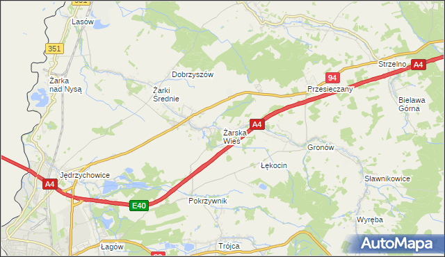 mapa Żarska Wieś, Żarska Wieś na mapie Targeo