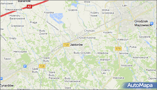 mapa Chylice gmina Jaktorów, Chylice gmina Jaktorów na mapie Targeo