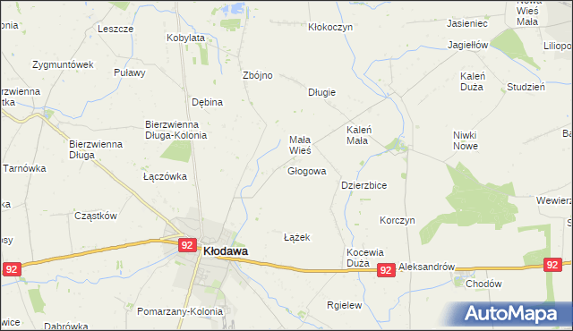 mapa Głogowa gmina Kłodawa, Głogowa gmina Kłodawa na mapie Targeo