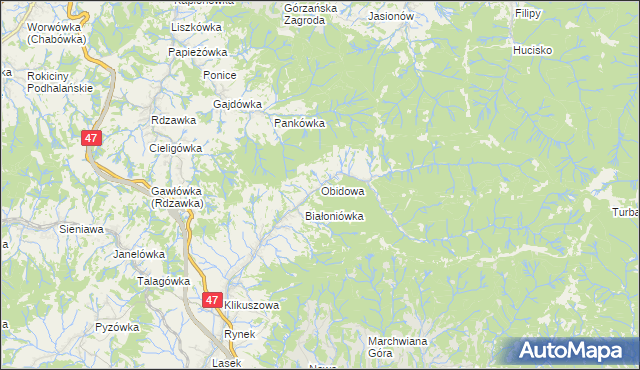 mapa Obidowa, Obidowa na mapie Targeo