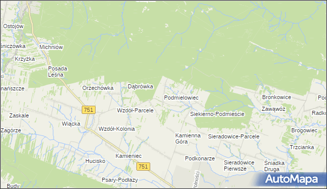 mapa Podmielowiec, Podmielowiec na mapie Targeo