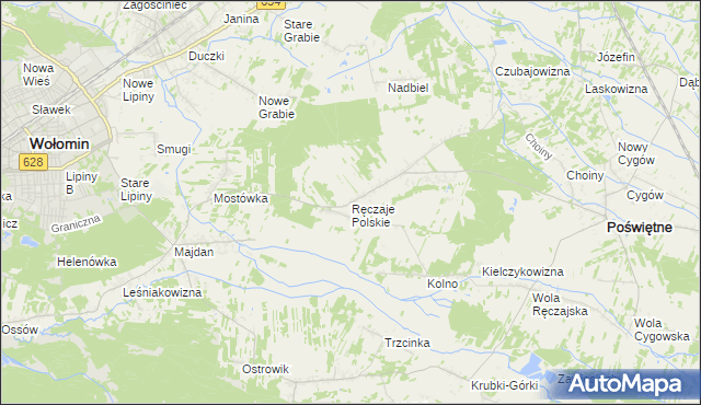 mapa Ręczaje Polskie, Ręczaje Polskie na mapie Targeo