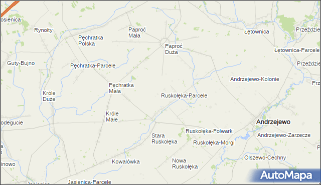mapa Ruskołęka-Parcele, Ruskołęka-Parcele na mapie Targeo