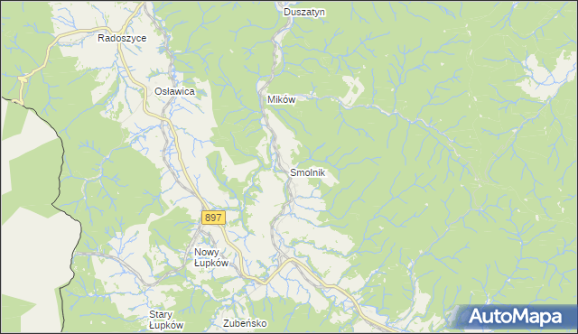 mapa Smolnik gmina Komańcza, Smolnik gmina Komańcza na mapie Targeo