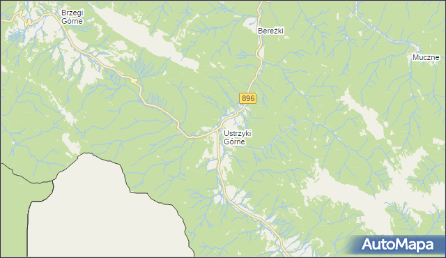 mapa Ustrzyki Górne, Ustrzyki Górne na mapie Targeo