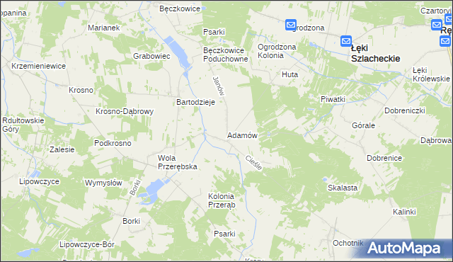 mapa Adamów gmina Łęki Szlacheckie, Adamów gmina Łęki Szlacheckie na mapie Targeo