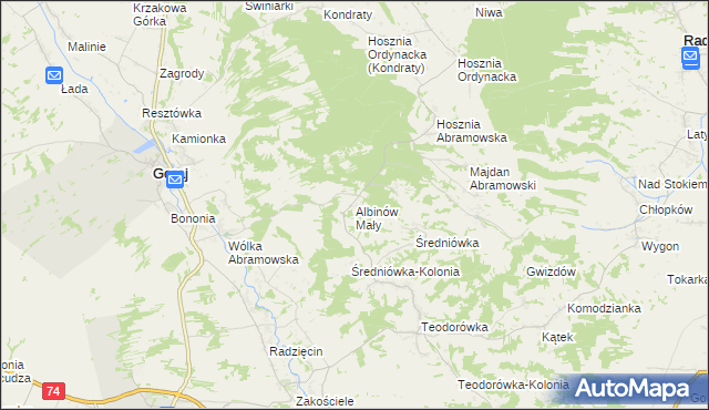 mapa Albinów Mały, Albinów Mały na mapie Targeo