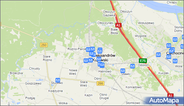 mapa Aleksandrów Kujawski, Aleksandrów Kujawski na mapie Targeo