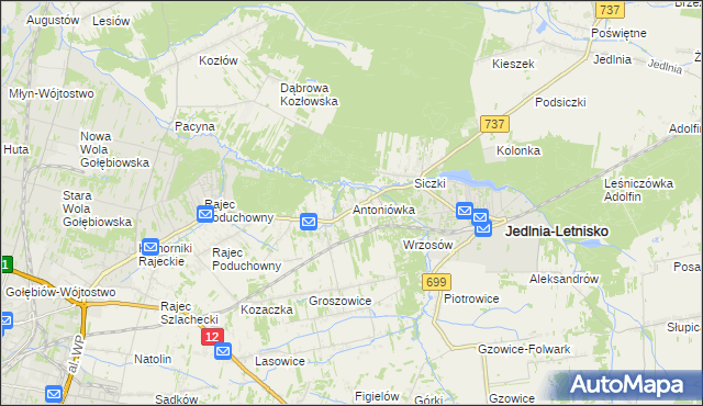 mapa Antoniówka gmina Jedlnia-Letnisko, Antoniówka gmina Jedlnia-Letnisko na mapie Targeo