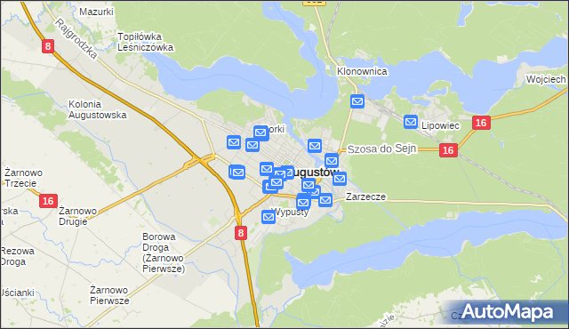 mapa Augustów, Augustów na mapie Targeo