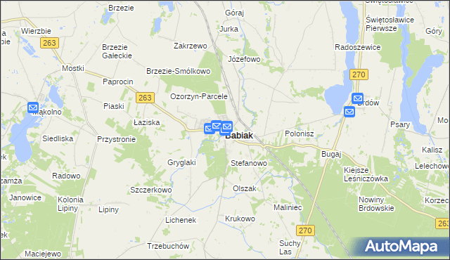 mapa Babiak powiat kolski, Babiak powiat kolski na mapie Targeo