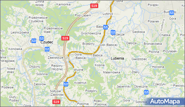 mapa Babica gmina Czudec, Babica gmina Czudec na mapie Targeo