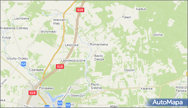mapa Baciki Dalsze, Baciki Dalsze na mapie Targeo