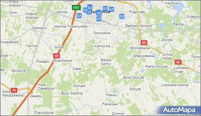 mapa Badów Górny, Badów Górny na mapie Targeo