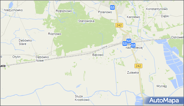 mapa Bąkowo gmina Wyrzysk, Bąkowo gmina Wyrzysk na mapie Targeo