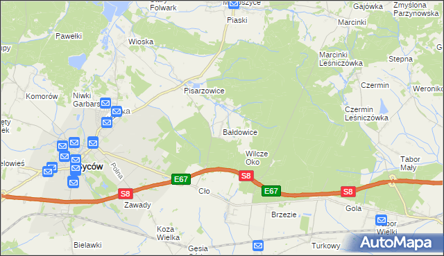 mapa Bałdowice, Bałdowice na mapie Targeo