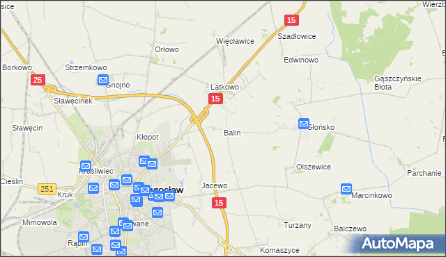 mapa Balin gmina Inowrocław, Balin gmina Inowrocław na mapie Targeo